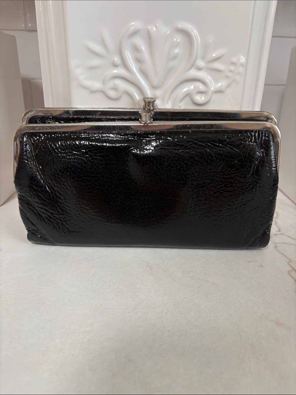 HOBO Lauren Black Patent Wallet